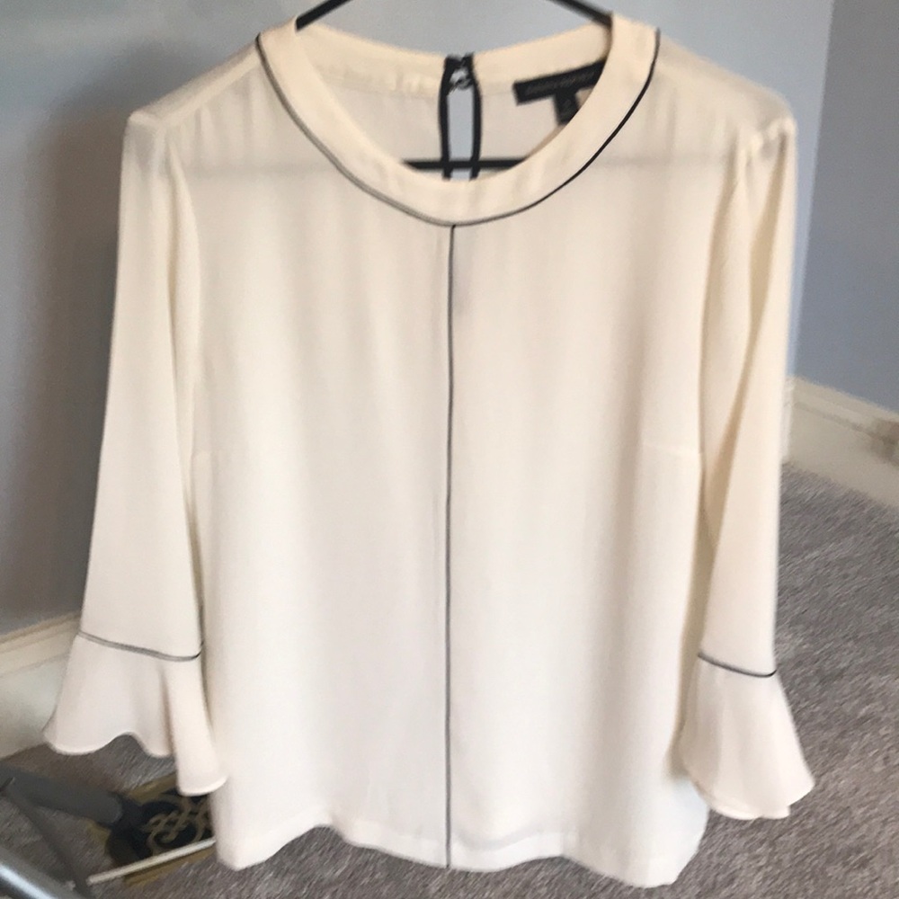 White Blouse with Black Trim